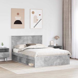 WaszeMeble Łóżko 150X200 szare rama łóżka ze stelażem dwuosobowe do sypialni 3