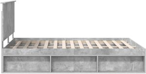 WaszeMeble Łóżko 150X200 szare rama łóżka ze stelażem dwuosobowe do sypialni 8