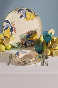 Lumarko Taca okrągła 42 cm biała roślinny wzór melamina Rose&Tulipani LIMU 5
