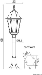SU-MA Lampa Ogrodowa Stojąca Retro Classic II Patyna Miedź 85 Cm Suma 2