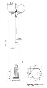 SU-MA Lampa masztowa kule Classic 3x30 cm regulowana 210-270 cm Suma 6