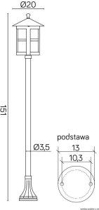 Polux Lampa zewnętrzna stojąca Cordoba II patyna miedź Suma 5