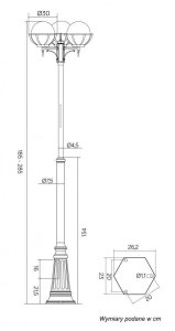 SU-MA Lampa masztowa zewnętrzna OGMWN 3 KPO 250 z trzema kloszami Suma 5