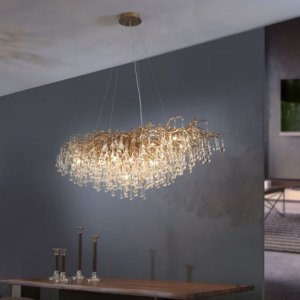 Lampa wisząca Paul Neuhaus Żyrandol ICICLE Mosiądz Antyczny 400 Kryształów 3