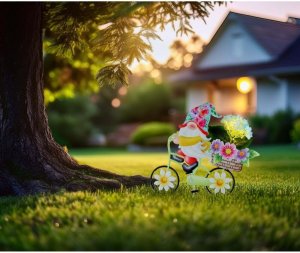 Globo Lampa Solarna Dogruntowa LED Krasnal Na Rowerze z Kwiatami 36318 3