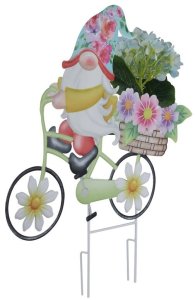 Globo Lampa Solarna Dogruntowa LED Krasnal Na Rowerze z Kwiatami 36318 4