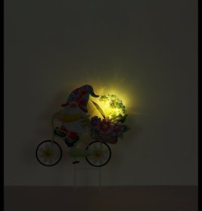 Globo Lampa Solarna Dogruntowa LED Krasnal Na Rowerze z Kwiatami 36318 7