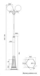 SU-MA Lampa Masztowa Kule Classic 2 Klosze 300 cm Regulowana Suma 5