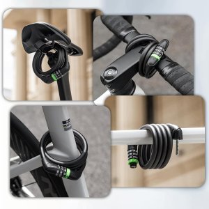 RockBros Zapięcie rowerowe 87632 na szyfr linka stalowa 115 cm - czarne (5907769390111) 3