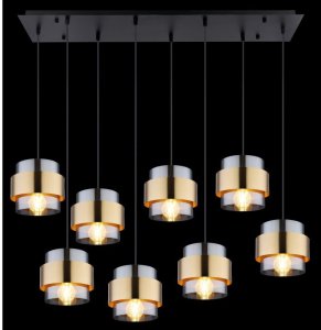 Lampa wisząca Globe Milley Czarna Matowa, Szkło, 8x E27, Globo 5