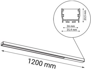 Lampa sufitowa VTAC Natynkowa LED 18W 4000K 120 cm czarna HIATE 1810 Antigo 2