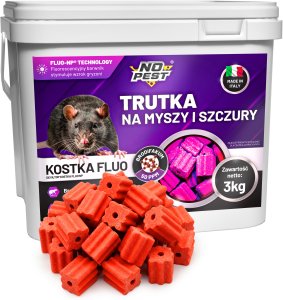 NO PEST Trutka trucizna na szczury myszy gryzonie fluo środek gryzoniobójczy kostka czerwona fluorescencyjna świecąca brodifakum 3kg 2