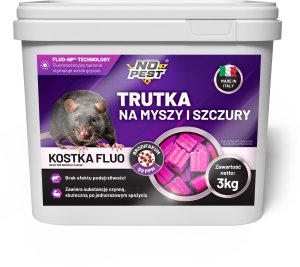 NO PEST Trutka trucizna na szczury myszy gryzonie fluo środek gryzoniobójczy kostka czerwona fluorescencyjna świecąca brodifakum 3kg 3