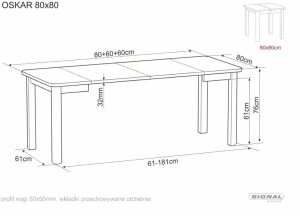 Malys Group Stół rozkładany OSKAR dąb artisan - stelaż czarny (OSKARDAC80) 9