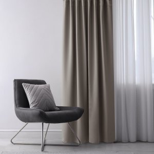 AmeliaHome Zasłona zaciemniająca BLACKOUT 140x280 beżowa na taśmie AmeliaHome 6