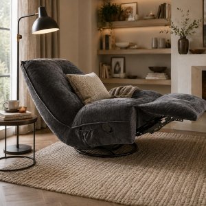 Mebel Elite Fotel wypoczynkowy obrotowy rozkładany COSMO szenil ciemnoszary do salonu 8