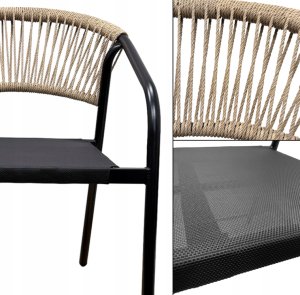 Gerimport Krzesło ogrodowe PORTINO 53x62x75 technorattan textilene sztaplowane czarne 5