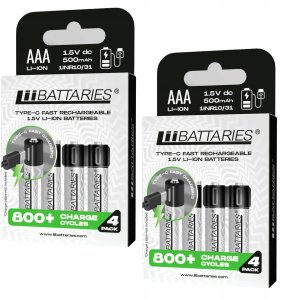 Hello Case Zestaw 2x LiiBattaries Akumulator ładujący się bateria litowo-jonowa AAA USB-C Zestaw (5902729075787) 2