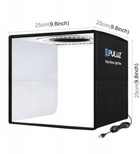 Zestaw studyjny Puluz Namiot Bezcieniowy Fotograficzny 25cm Do Zdjęć Produktowych LED 5500K (5902729075534) 2