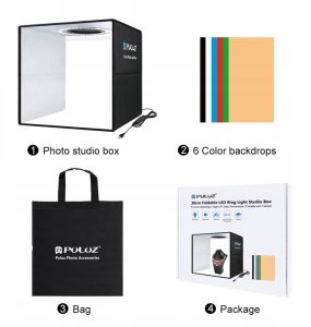 Zestaw studyjny Puluz Namiot Bezcieniowy Fotograficzny 25cm Do Zdjęć Produktowych LED 5500K (5902729075534) 9