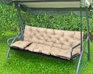 AIO FACTORY Poduszka ogrodowa 120x60x50 cm + 2 poduszki na ławkę huśtawkę wodoodporna beżowa (5906501501556) 2