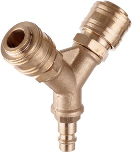 Pneumat System Rozdzielacz Pneumatyczny Powietrza Trójnik Szybkozłączki mosiężny 1/4 (5904422447021) 2
