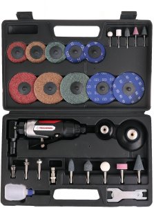 Riwall Szlifierka pneumatyczna kątowa 6+3mm Zestaw Kamienie Diax Ścierne Krążki (5904422448202) 2