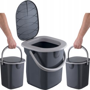 Branq Toaleta turystyczna wiadro WC antracyt z pokrywą 22L 1306 (5906142985722) 5