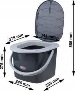 Branq Toaleta Turystyczna Wiadro WC Antracyt z pokrywą 15,5L 1305 (5906142985685) 12