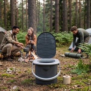 Branq Toaleta Turystyczna Wiadro WC Antracyt z pokrywą 15,5L 1305 (5906142985685) 15