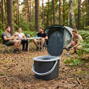 Branq Toaleta Turystyczna Wiadro WC Antracyt z pokrywą 15,5L 1305 (5906142985685) 16