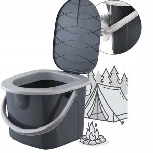 Branq Toaleta Turystyczna Wiadro WC Antracyt z pokrywą 15,5L 1305 (5906142985685) 3