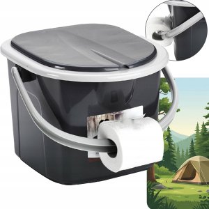 Branq Toaleta Turystyczna Wiadro WC Antracyt z pokrywą 15,5L 1305 (5906142985685) 4