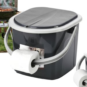 Branq Toaleta Turystyczna Wiadro WC Antracyt z pokrywą 15,5L 1305 (5906142985685) 5