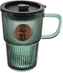 Affek Design Kubek szklany z pokrywką i słomką Verde 450 ml (8592381262945) 3