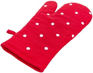 Orion Rękawica kuchenna bawełniana z magnesem czerwona grochy TECKA 32 cm (8592381238032) 3