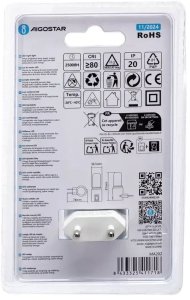 Lampka wtykowa do gniazdka Aigostar  Nocna LED z wyłącznikiem 0.8W 6500K 50lm Aigostar 6