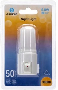 Lampka wtykowa do gniazdka Aigostar  Nocna LED z wyłącznikiem 0.8W 3000K 50lm wykrywanie światła model 346047052 5