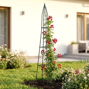 Vilde Pergola ogrodowa obelisk metalowa zielona 33x32x190 cm (5900670122222) 2