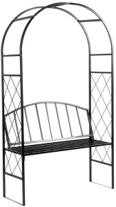 Vilde Pergola ogrodowa z ławką metalowa czarna 115x50x210 cm (5900670122239) 11