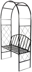 Vilde Pergola ogrodowa z ławką metalowa czarna 115x50x210 cm (5900670122239) 3