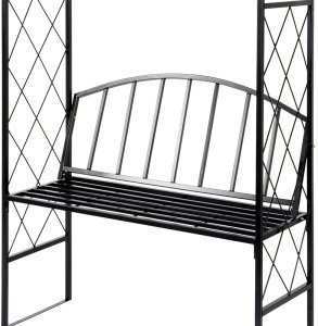 Vilde Pergola ogrodowa z ławką metalowa czarna 115x50x210 cm (5900670122239) 8