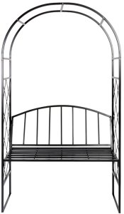 Vilde Pergola ogrodowa z ławką metalowa czarna 115x50x210 cm (5900670122239) 10