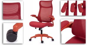 Krzesło biurowe Giosedio Ergonomiczny czerwony fotel biurowy regulowane podłokietniki BHP (FHX001) 2
