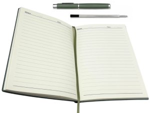 Giftdeco Elegancki Zestaw Prezentowy - Skórzany Notes A5 z Długopisem w Pudełku Prezentowym - Oliwkowa Zieleń - EE14 4