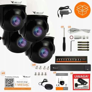 Kamera IP ORLLO Zestaw 4 Kamer WIFI IP PoE Bezprzewodowe Obrotowe Z10+NVR1+Switch SW2 6