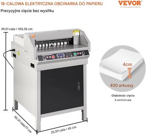 VeroTech Gilotyna do papieru elektryczna 450 mm 18 cali heavy duty biuro 5