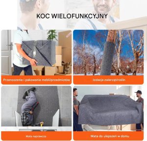 Staples Koce transportowe do przeprowadzki 182x137 cm grube 24 szt ochrona mebli 7