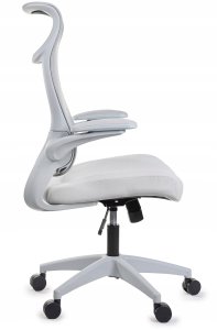 Krzesło biurowe Giosedio Ergonomiczny wygodny szary fotel biurowy, regulowane podłokietniki BHP siwy 11