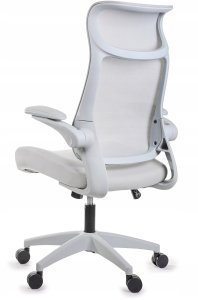 Krzesło biurowe Giosedio Ergonomiczny wygodny szary fotel biurowy, regulowane podłokietniki BHP siwy 12